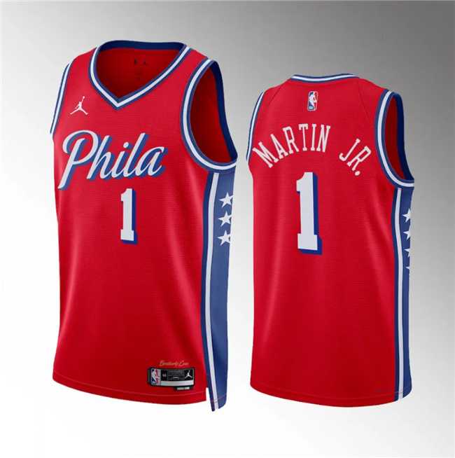 Men%27s Philadelphia 76ers #1 Kenyon Martin Jr Red Statement Edition Stitched Jersey Dzhi->philadelphia 76ers->NBA Jersey